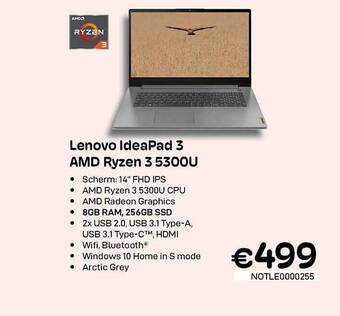 CompuDeals Lenovo ideapad 3 amd ryzen 3 5300u aanbieding