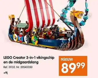 Fun Lego creator 3in1 vikingschip en de midgaardslang aanbieding