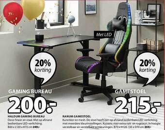 Jysk Haldum gaming bureau, ranum gamestoel aanbieding