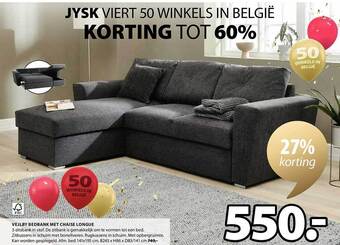 Jysk Vejlby bedbank met chaise longue aanbieding