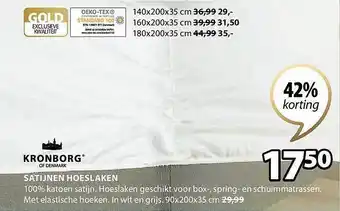 Jysk Satijnen hoeslaken 90x200x35 cm aanbieding