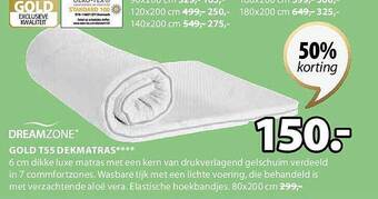 Jysk Dreamzone gold t55 dekmatras aanbieding