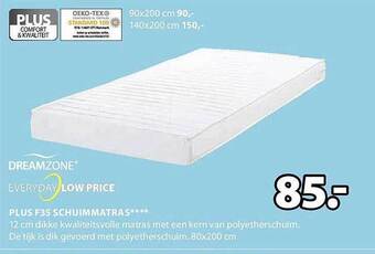 Jysk Plus f35 schuimmatras 80x200 cm aanbieding