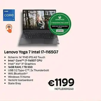 CompuDeals Lenovo yoga 7 intel i71165g7 aanbieding