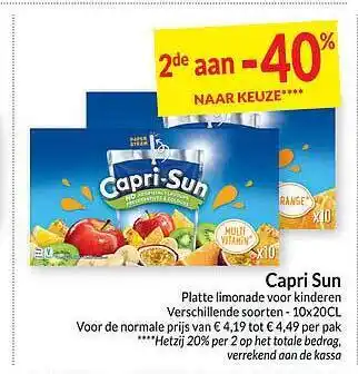 Intermarché Capri sun platte limonade voor kinderen aanbieding