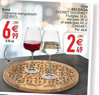 Cora Bord tropische mangoboom, glas selenga secret gourmet aanbieding