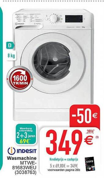 Cora Indesit wasmachine aanbieding