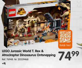 Fun Lego Jurassic World T. Rex & Atrociraptor Dinosaurus Ontsnapping aanbieding