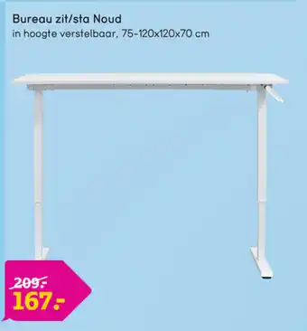 Leen Bakker Bureau zit/sta Noud 75-120x120x70CM aanbieding