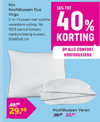 Leen Bakker Hoofdkussen Duo Virgo aanbieding