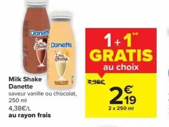 Carrefour Danette Milk Shake 2 x 250ml aanbieding