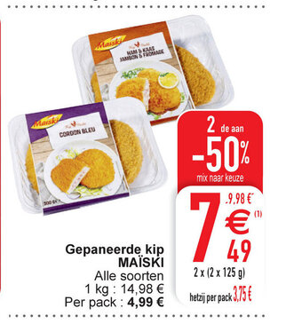 Cora Gepaneerde kip MAISKI aanbieding