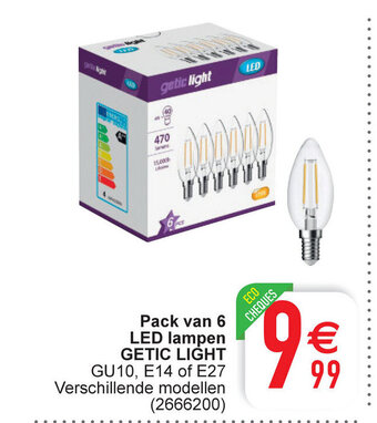 Cora Pack van 6 led lampen getic light aanbieding