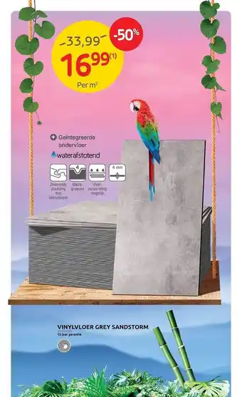 Brico Geïntegreerde ondervloer, vinylvloer grey sandstorm aanbieding