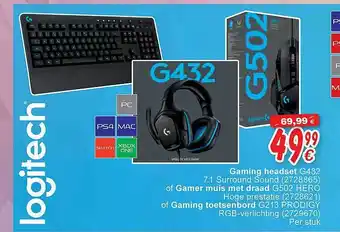 Cora Logitech gaming headset of gamer muis met draad of gaminb toetsenbord aanbieding