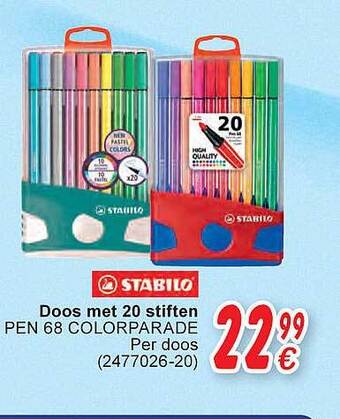 Cora Stabilo doos met 20 stiften aanbieding