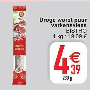 Cora Droge worst puur varkensvlees aanbieding