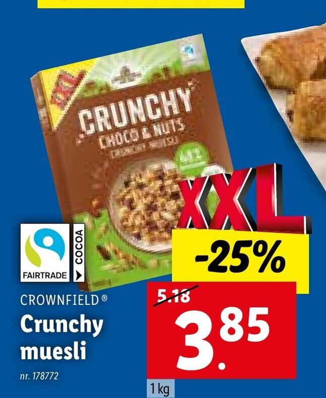 Crownfield Crunchy Muesli 1Kg 178772 promotie bij Lidl