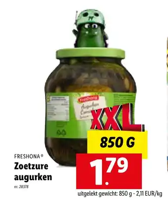 Lidl Freshona Zoetzure Augurken 850g 28378 aanbieding