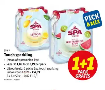 SPA Touch Sparkling Lemon of Watermelon-Kiwi 2 x 6 x 50 cl 7405564-7405566