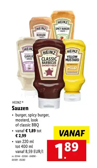Lidl Heinz Sauzen Burger, Spicy Burger, Mosterd, Look of Classic BBQ aanbieding