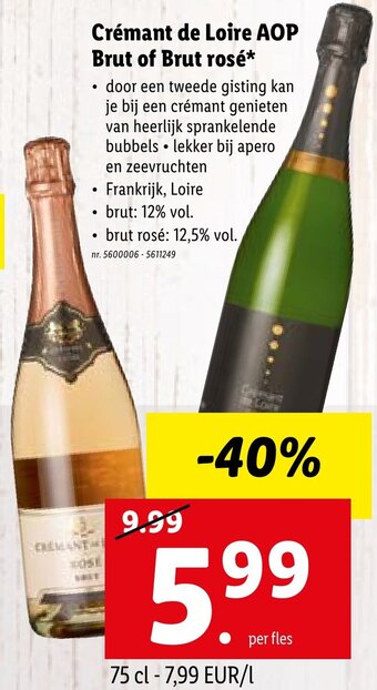 Cremant de Loire AOP Brut of Brut rose