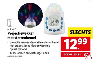 Lidl Auriol Projectiewekker met sterrenhemel aanbieding