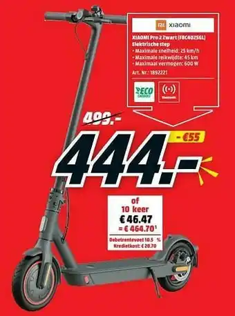 MediaMarkt Xiaomi pro 2 zwart (fbc4025gl) elektrische step aanbieding