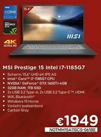 Msi prestige 15 intel i7-1185g7
