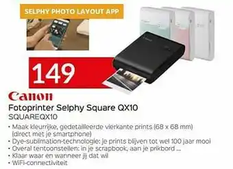 Selexion Canon fotoprinter selphy square qx10 squareqx10 aanbieding