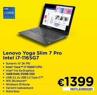 CompuDeals Lenovo yoga slim 7 pro intel i7-1165g7 aanbieding