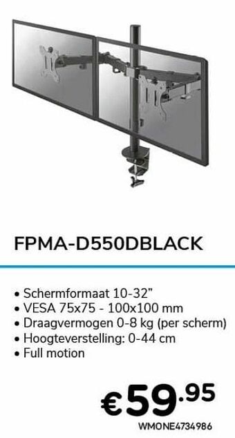 CompuDeals Newstar monitorarmen fpma-d550dblack aanbieding