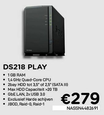 CompuDeals Syno logy ds218 play aanbieding