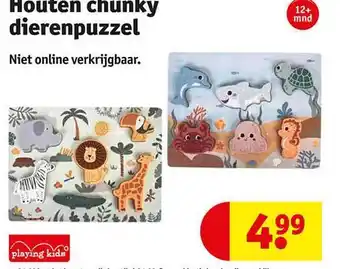 Kruidvat Houten chunky dierenpuzzel aanbieding