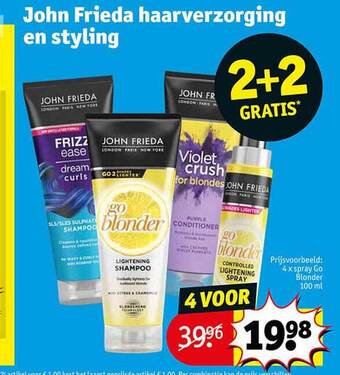 Kruidvat John frieda haarverzorging en styling 2+2 gratis aanbieding