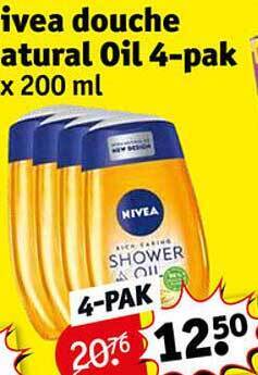 Kruidvat Nivea douche natural oil 4-pak aanbieding