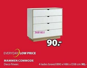 Jysk Mammen commode 4 lades breed aanbieding