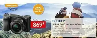 Selexion Sony alpha 6400 met lens 16-50 mm ilce6400lb aanbieding