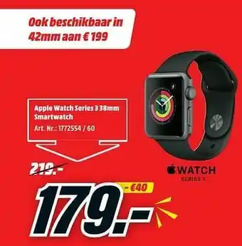 MediaMarkt Apple watch series 3 38mm smartwatch aanbieding