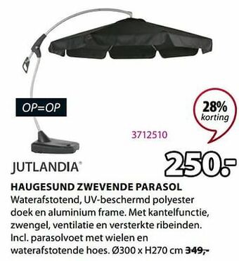 Jysk Haugesund zwevende parasol aanbieding