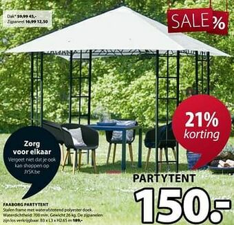 Jysk Faaborg partytent aanbieding