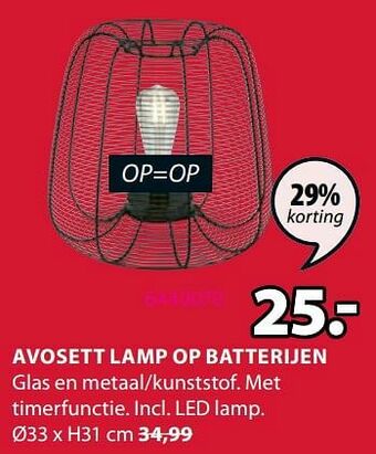 Jysk Avosett lamp op batterijen aanbieding