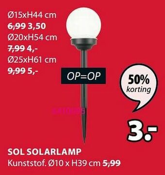 Jysk Sol solarlamp aanbieding