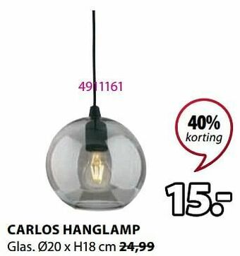 Jysk Carlos hanglamp aanbieding