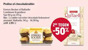 Delhaize Ferrero Rocher of Raffaello Praline of Chocoladetablet aanbieding