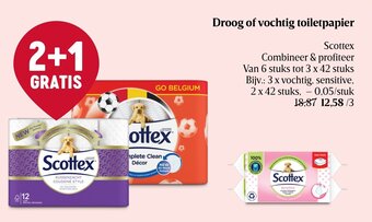 Delhaize Scottex Droog of Vochtig Toiletpapier aanbieding