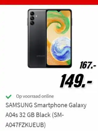 MediaMarkt Samsung Smartphone Galaxy A04s 32GB Black (SM-A047FZKUEUB) aanbieding