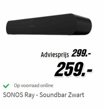 MediaMarkt Sonos Ray - Soundbar Zwart aanbieding