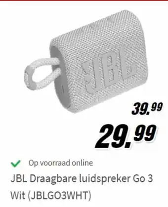 Jbl Draagbare Luidspreker Go 3 Wit (JBLGO3WHT)
