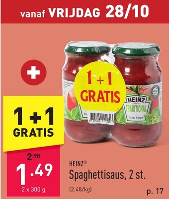 ALDI Heinz spaghettisaus, 2 st. 2 x 300g aanbieding